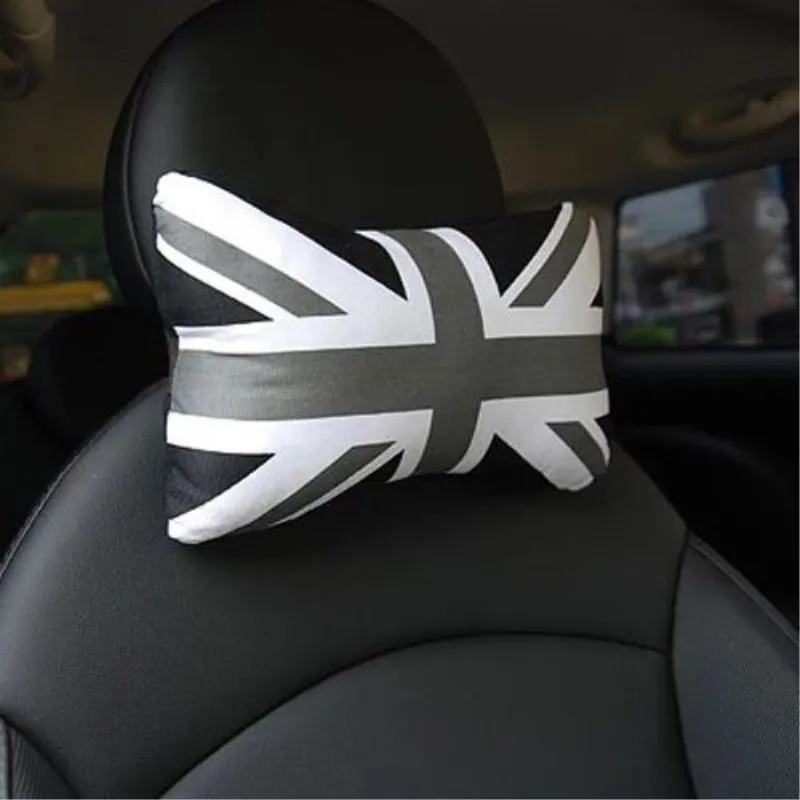  Neck Pillow Union Jack Checkered Care Occipital Headrest for Mini Cooper Clubman Countryman R50 R53 R55 R56 R60 R61 F54 F55 F56