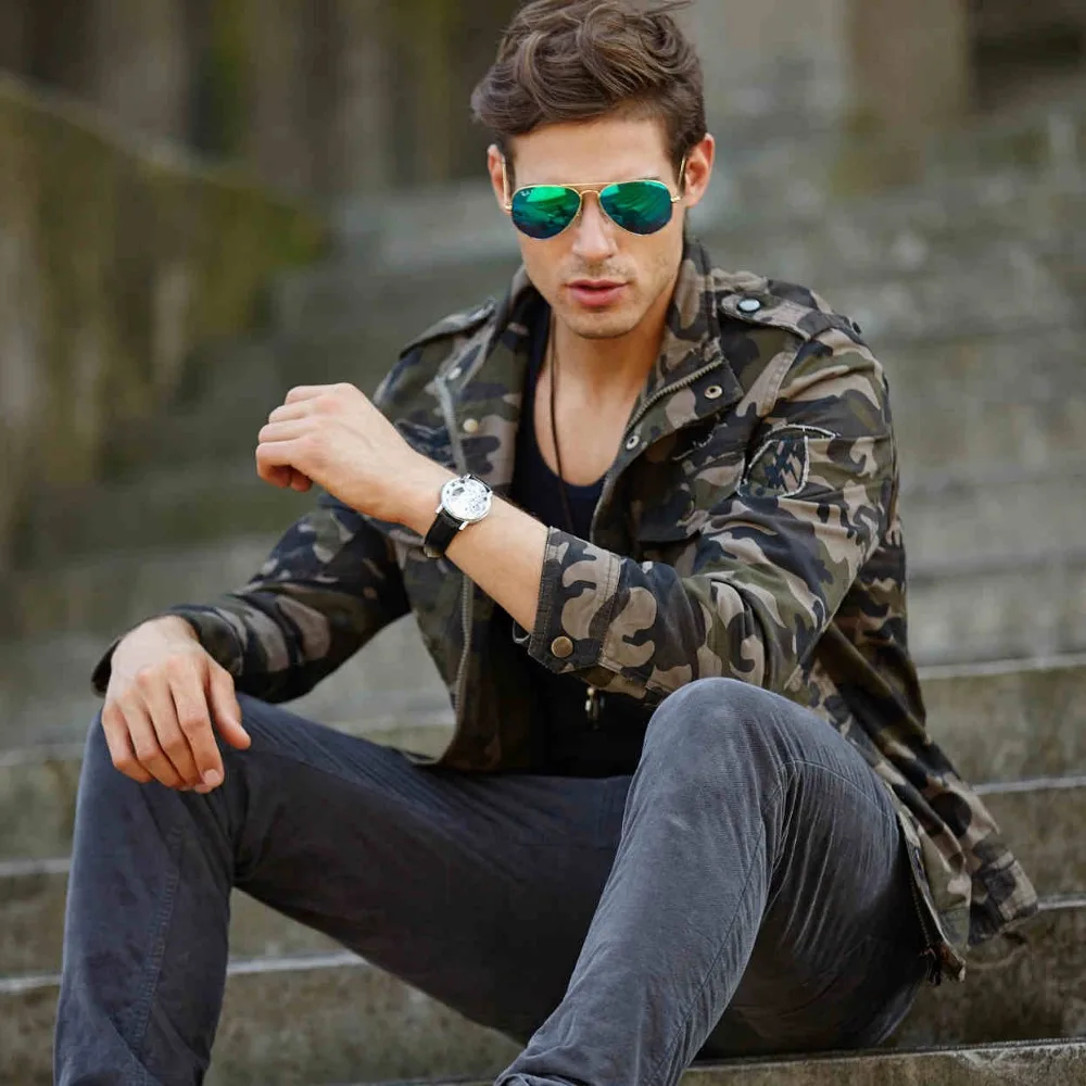 Fashion men\'s long sleeve jacket military style camouflage jacket male youth Autumn men 100% cotton Canvas multi pocket coat