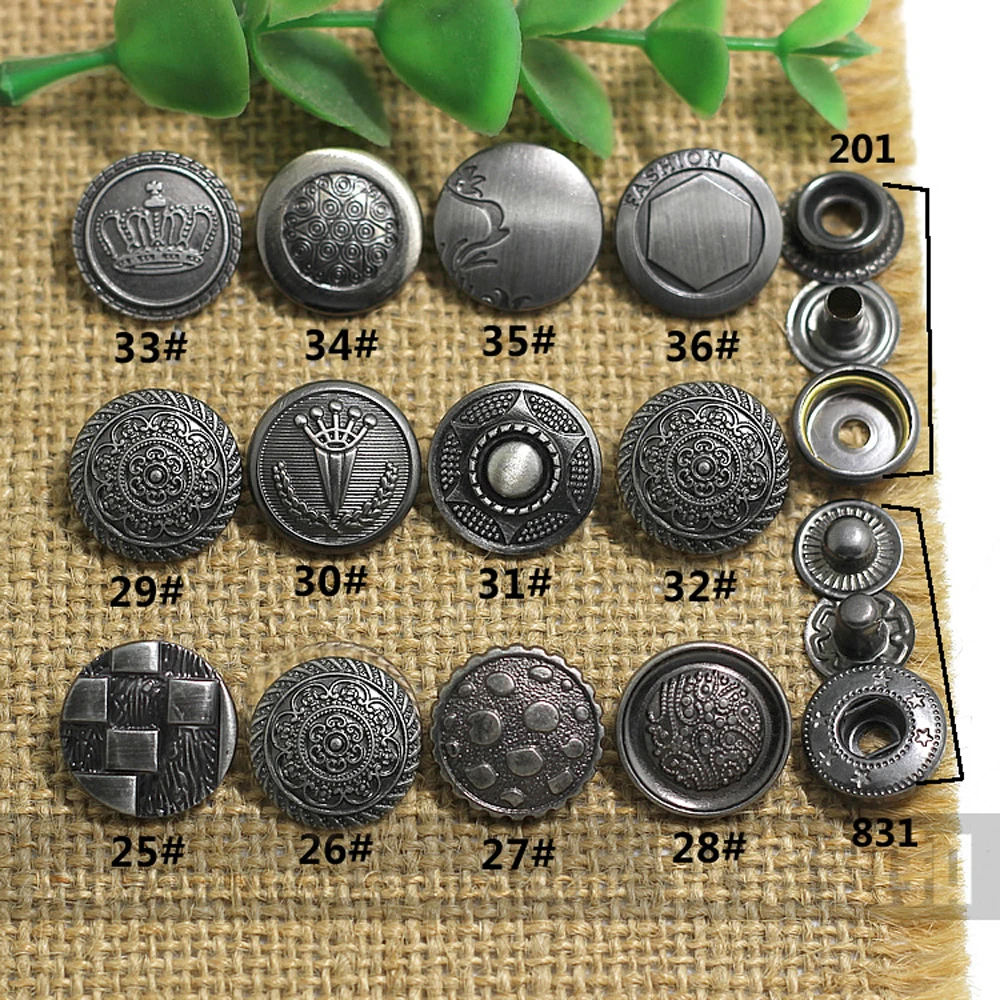 50 zestawów/partia moda metalowy przycisk zatrzaskowy moda DIY akcesoria do szycia dekoracyjne