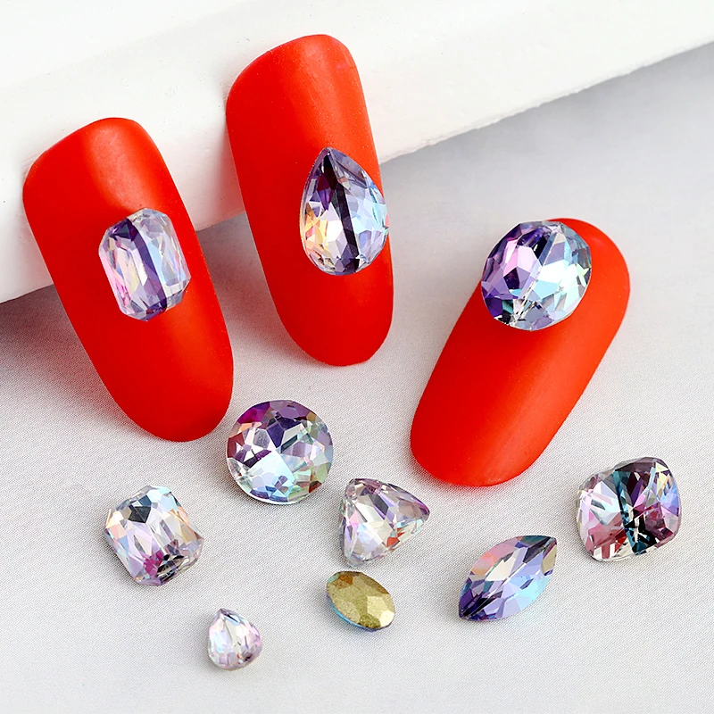 Nail Art Rhinestones Stones Jewelry Decoration sticke Tanzanite Laser Rhinestone Stones Strass Glass rhinestones for clothing