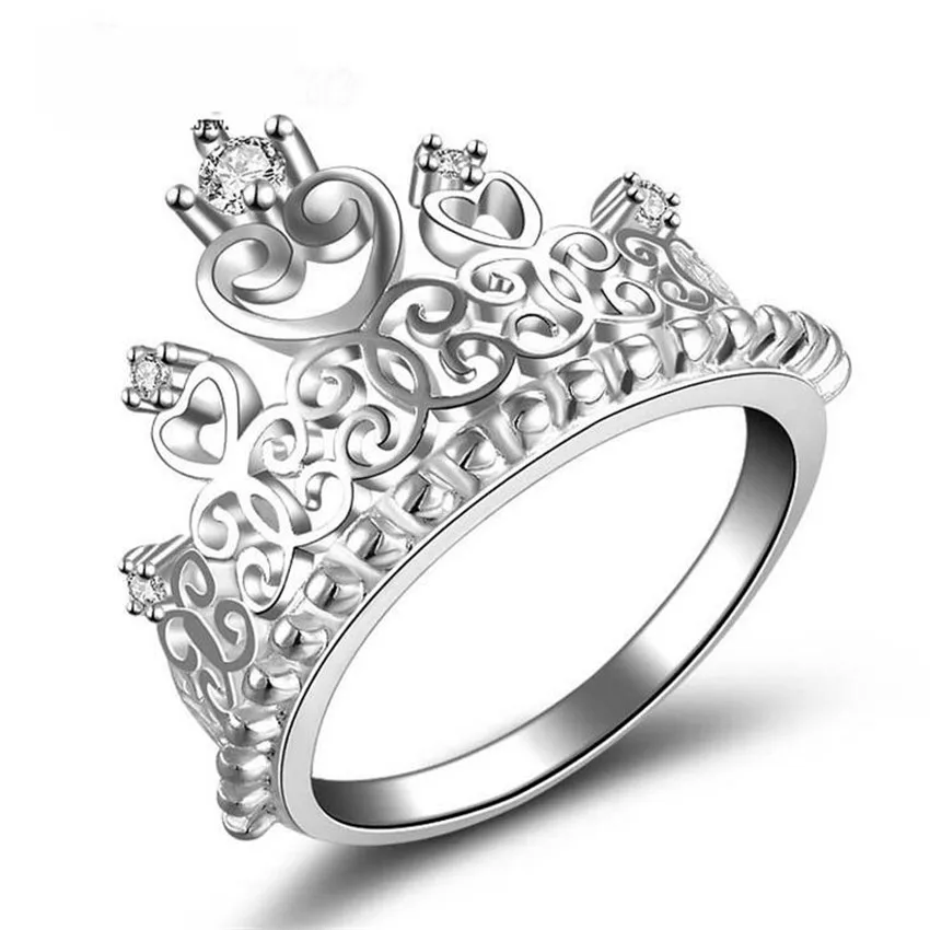 Send box big princess crown ring European and American classic jewelry new hot holiday gift # 63