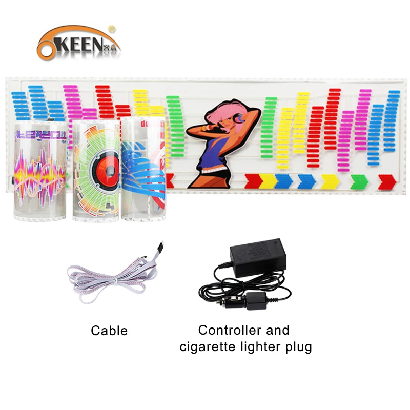 OKEEN Universal Car-styling Music Rhythm Car Sticker Music Light with RGB Led Controller Cigarette lighter Decorative Lamps