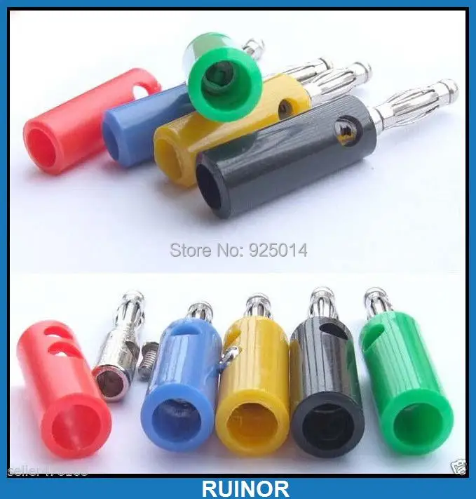 

200PCS/lot 4mm banana plug Male Adapter for Binding Post Test Probes 5 colors