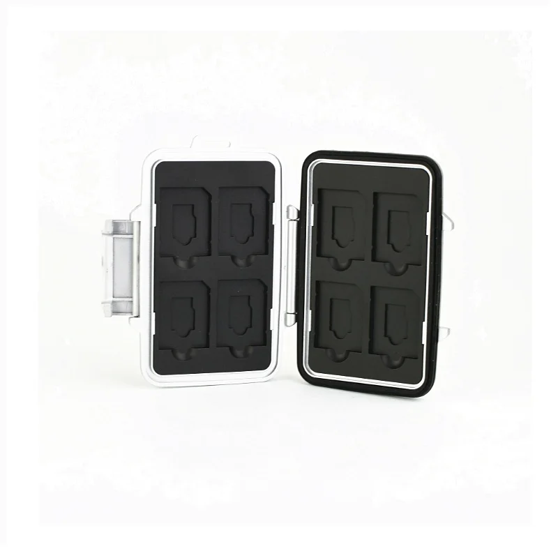 Memory Card Case Box Storage Holder 8SD 8TF Micro SD 16pcs Hard Bag Waterproof Plastic Shaped 8TF+8SD Black Silver