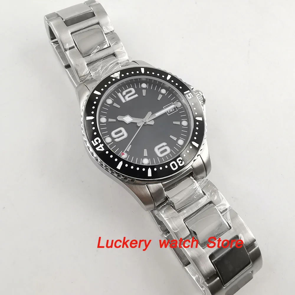 Cristal luminoso saphire para hombre, esfera negra sin logotipo de 40mm, bisel de cerámica negra, movimiento automático, watch-BA89