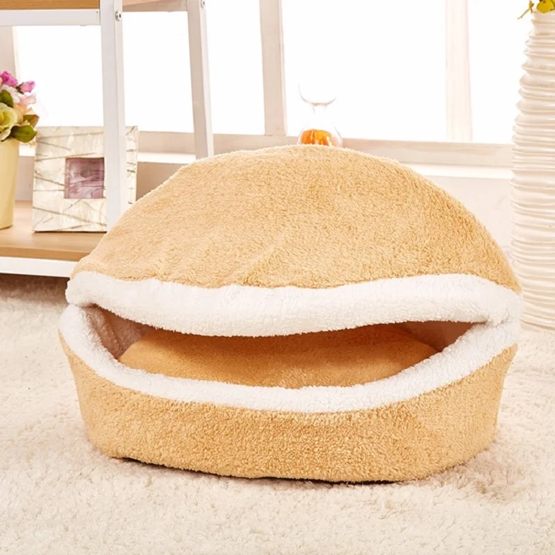 

New Hamburger Dog Kennel House Winter Keep Warm For Small Medium Large Dogs Removable Bed With Mat Sofa Shell Burger Pet Cat Bed