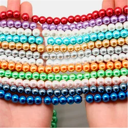 4 6 8 10MM Glass Imitation Pearl Beads Round Ball Bead 20-100PCS for DIY Bracelet Necklace Jewelry Findings Making