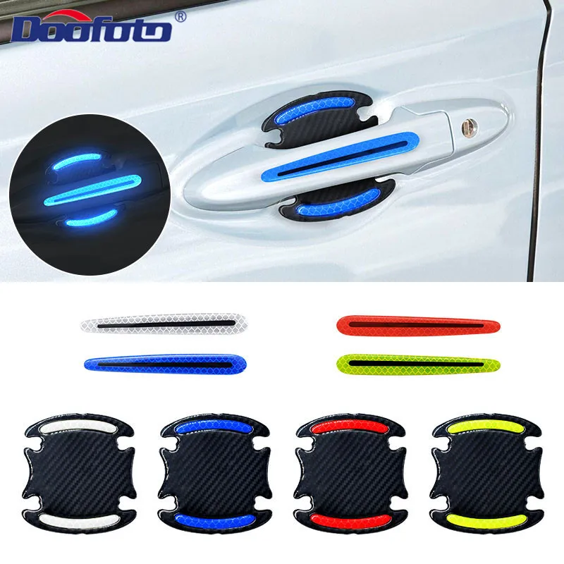 Doofoto 3D Car Reflective Sticker Tape Reflector Fender Warning Bumper Strip Door Handle Bowl Cover Car Exterior Accessories