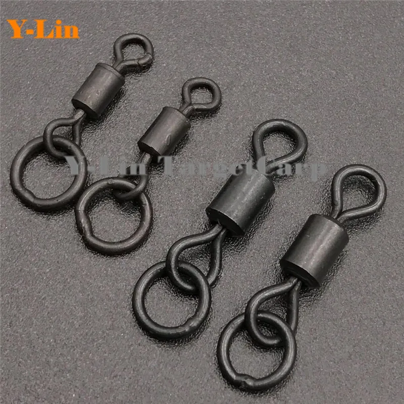 20PCS Carp Fishing Size8# Size12# Covert Flexi-Ring Swivels Ring With Quick Change Ring Swivels Clips Rolling Hook Ring Swivels