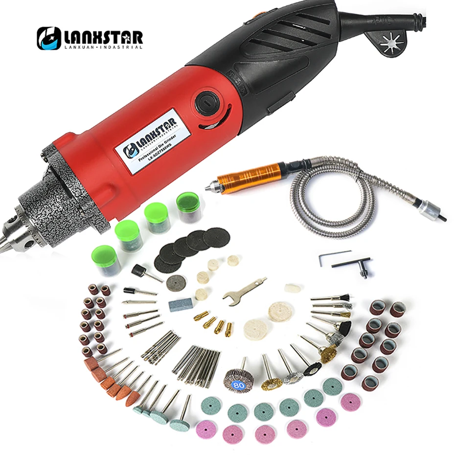 LANXSTAR 7500 Rotary Electric Drill Dremel Style Electric Drill Machine Power Tool 6mm Mutifuction Chuck Chisel Flexible Shaft