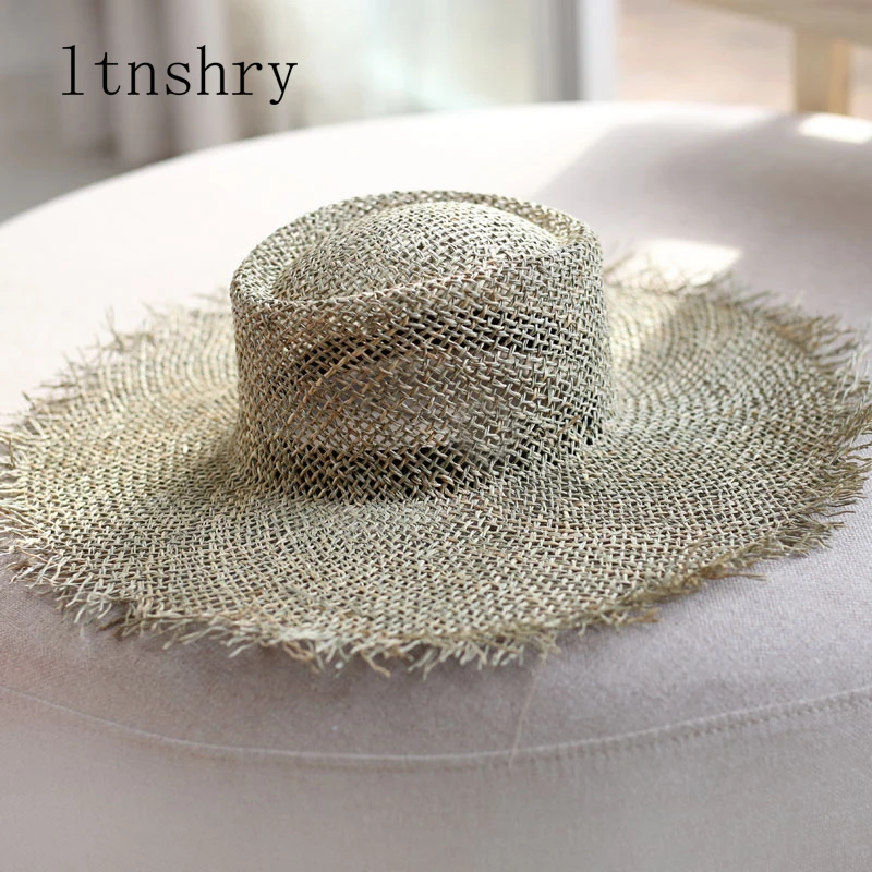 2019 New fashion women Sun hat Breathable straw Visor hats casual summer wide brim beach hat Unisex Jazz straw hat outdoor