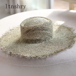 2019 New fashion women Sun hat Breathable straw Visor hats casual summer wide brim beach hat Unisex Jazz straw hat outdoor