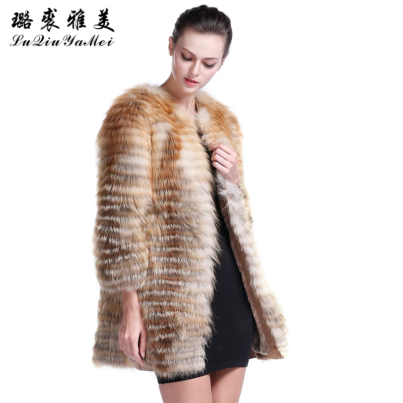 Women \'s Winter Real Fox Fur Coats Fashion Slim Fur Outerwear Natural Fox Fur Jacket for Women Coat of Fox Plus Size S-7XL