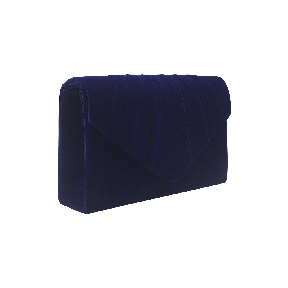 Elegant Graceful Envelope Evening Clutch Bag Woman Lady Girl Female Pleated Drape Velvet Velour Clutch Bag