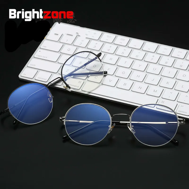 

Brightzone 2023 Blue Light Blocking Computer Vintage Fake Glasses Clear Women Metal Half Frame Spectacle Round Eyewear Rims New