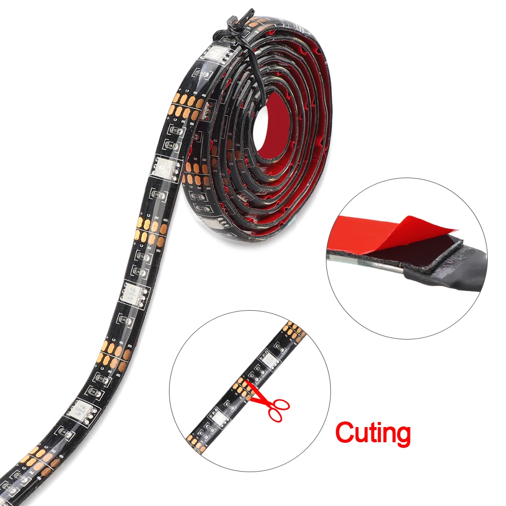 Coolo 5050 listwy RGB LED światła IP65 wodoodporne 2x100cm do roweru skuter elektryczny deskorolka motocyklowa tylna światło bezpieczeństwa