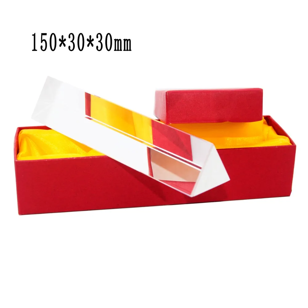 

(15*3cm) Rainbow Optical Glass Reflecting Triangular Prism Physics Teaching Light Spectrum color Triple Prism with Gift Box