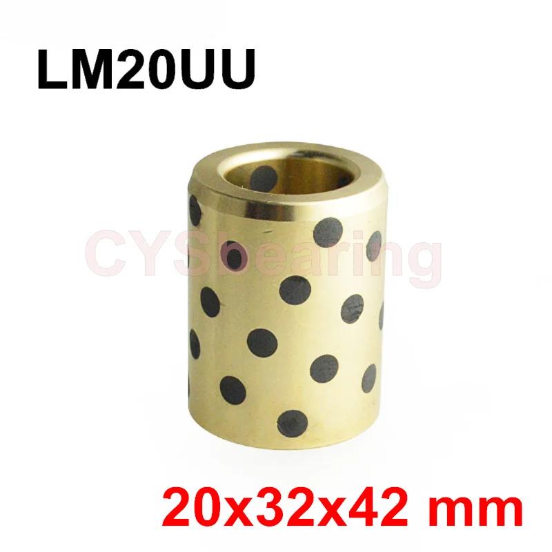 1pc 20x32x42 mm linear graphite copper set copper bushing oil self-lubricating bearing JDB LM20UU LM20