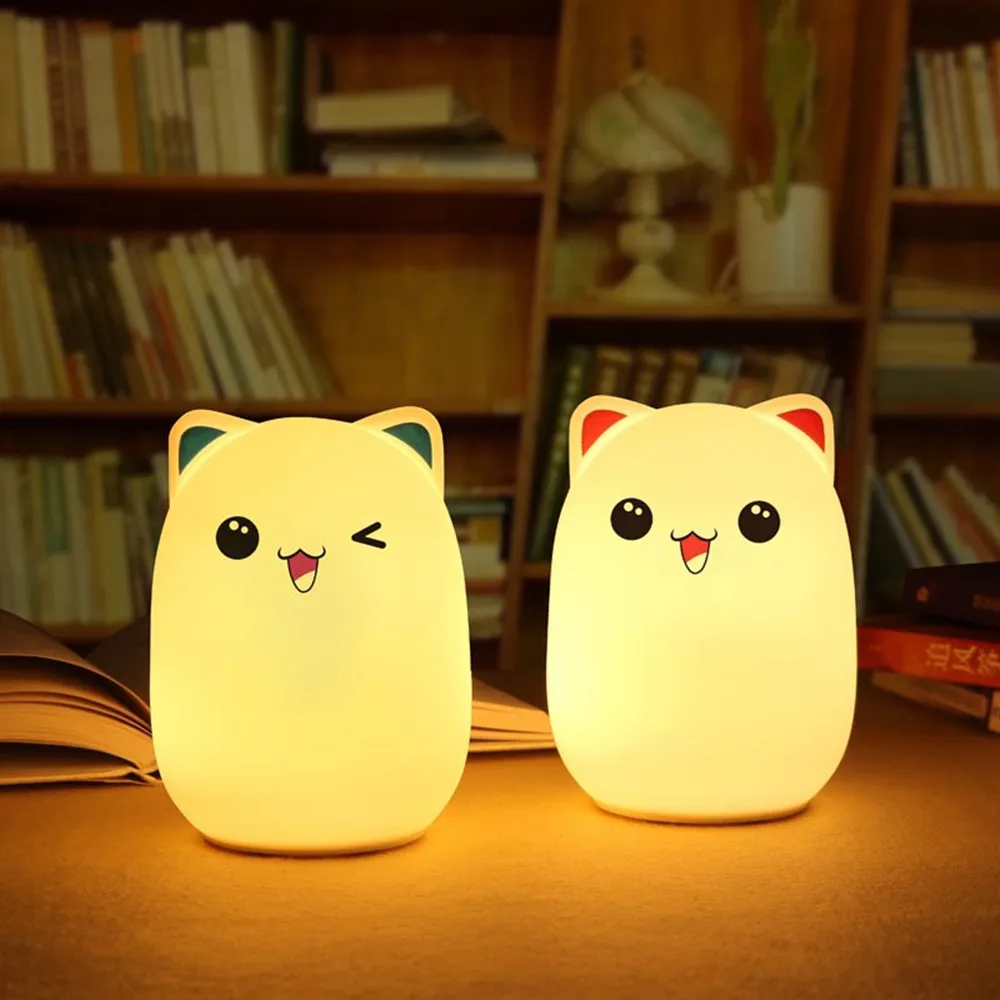 Bear LED Night Light Touch Sensor Remote Control RGB Dimmable Rechargeable Silicone Sleeping Lamp for Children Kids Baby Gift