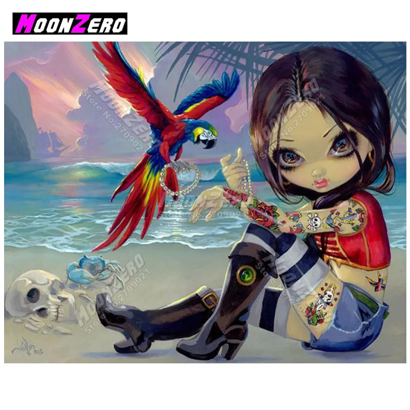 New DIY 5D Full Diamond Embroidery Paintings Mosaic Drill Rhinestones Cross Stitch Kit Cartoon Girl Big Eyes Painting