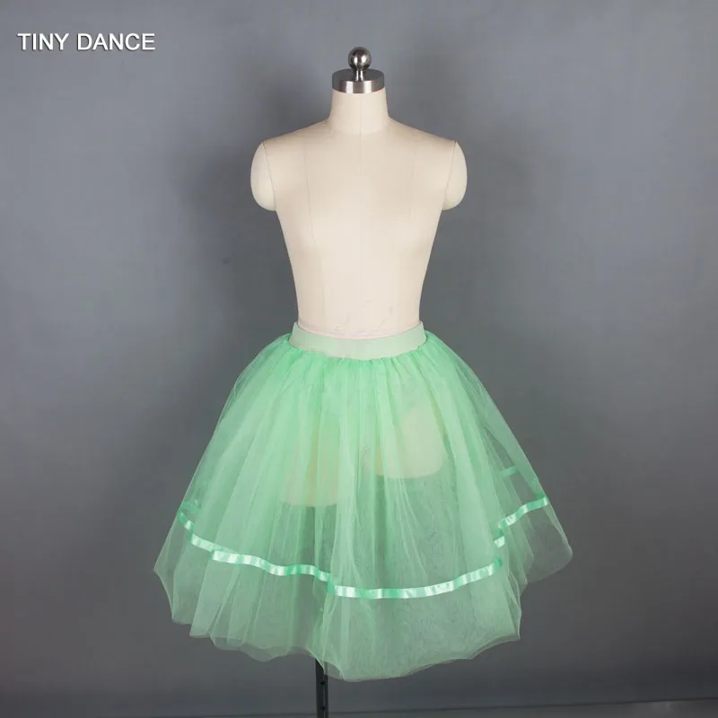 Top Quality Child and Adult Sizes Three Layers of Green Ballet Dance Tutu Skirt Half Tutu with Pants 18422