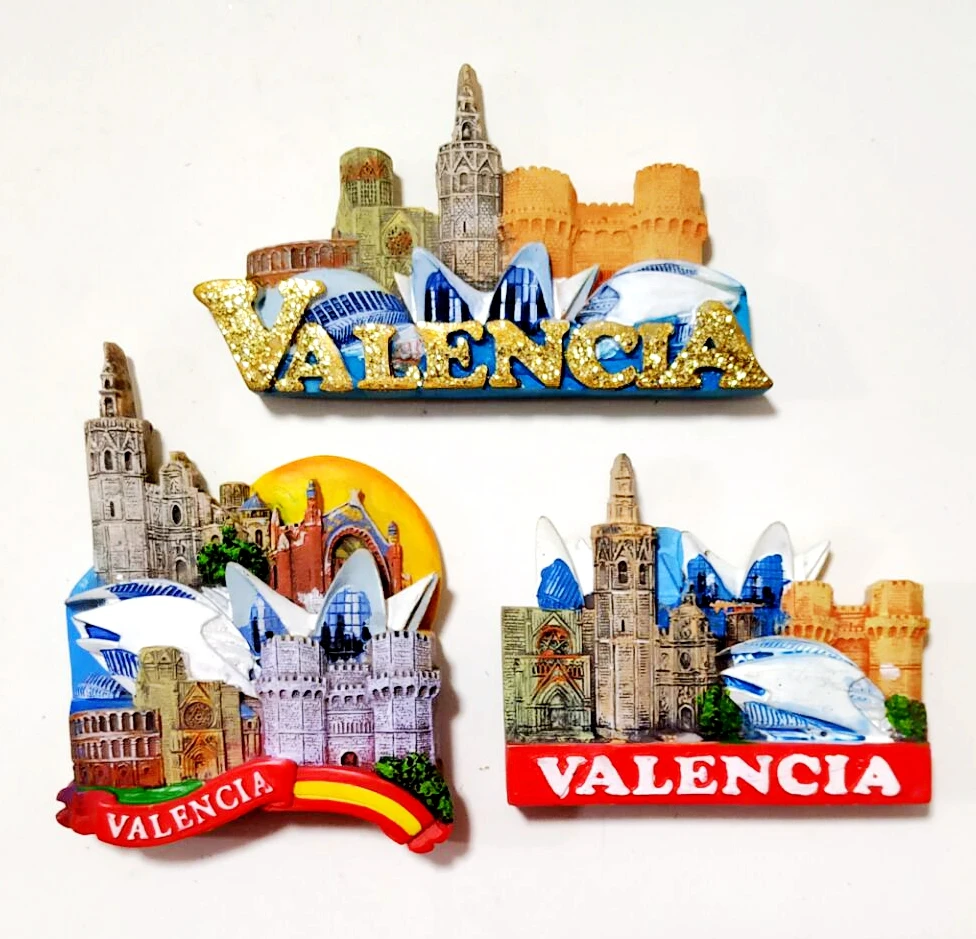 

Handmade Painted Spain Valencia 3D Resin Fridge Magnets Tourism Souvenirs Refrigerator Magnetic Stickers Gift