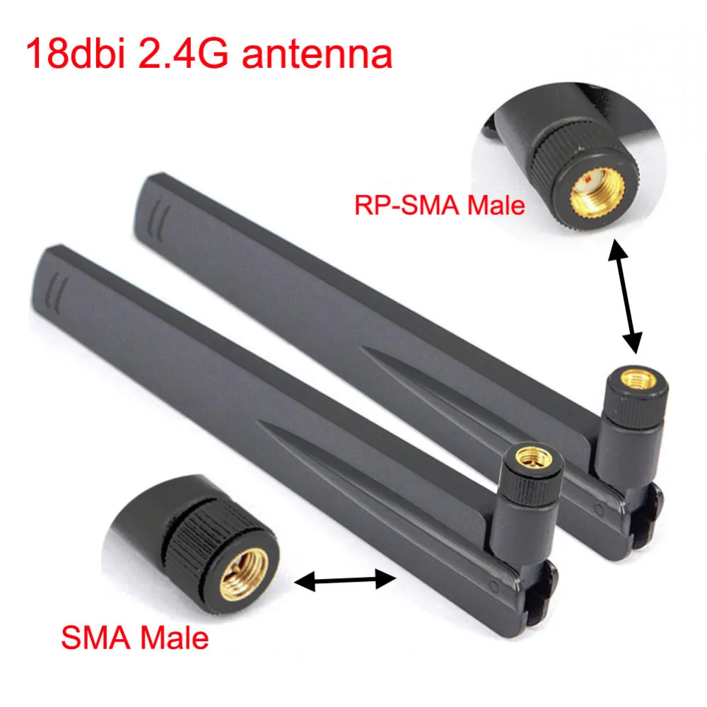 2pcs 18dbi 2.4GHz WiFi Antenna SMA / RP SMA Male Universal Amplifier WLAN Router Antenna WLAN Single Booster