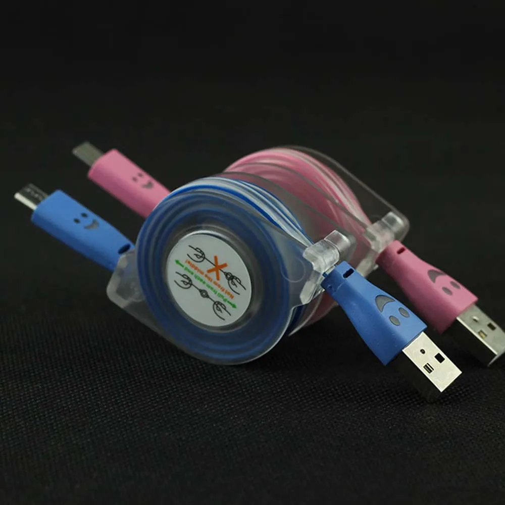 Retractable Glow Led micro Usb Sync & Charger Cable Light-up Usb Cable Glow for cell phone android htc samsung lg huawei