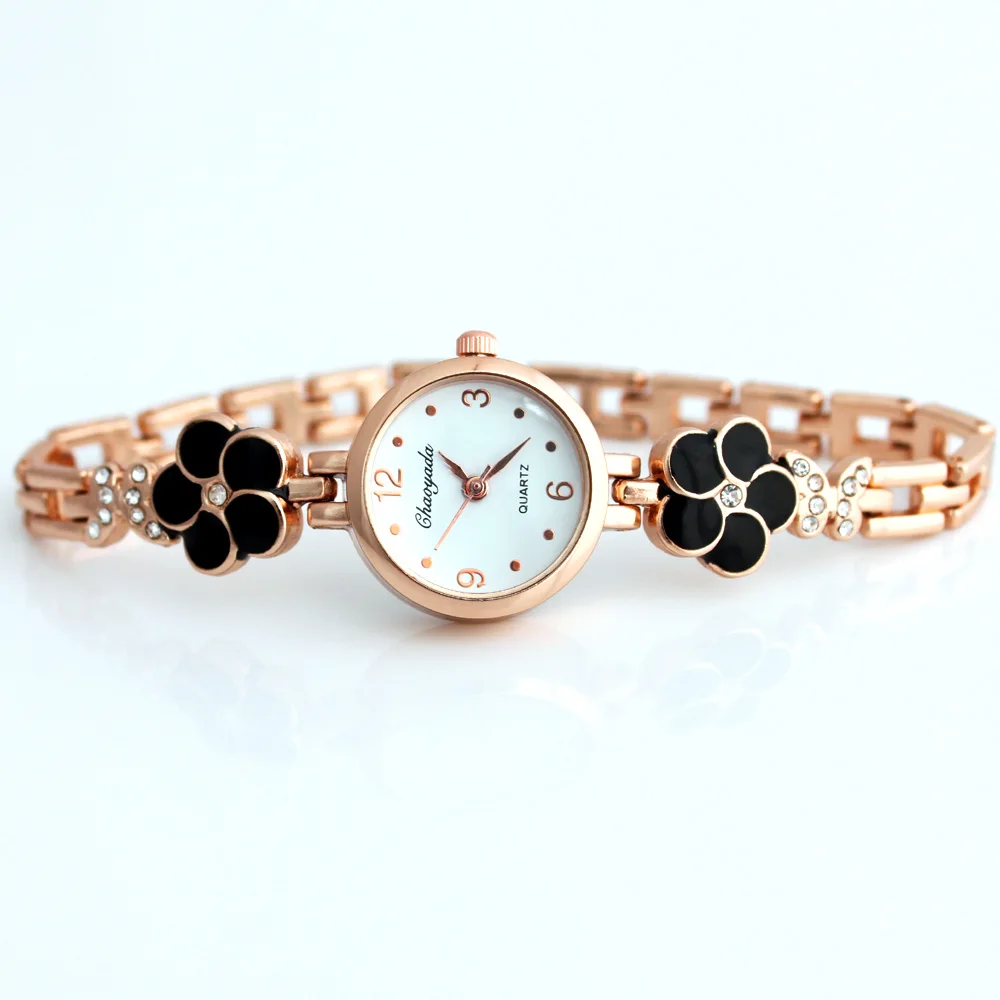 Luxury Fashion Metal Strap High Quality Classic Crystal Butterfly Flowers Watch Novelty Student/women Watch Ladies Bracelet O120