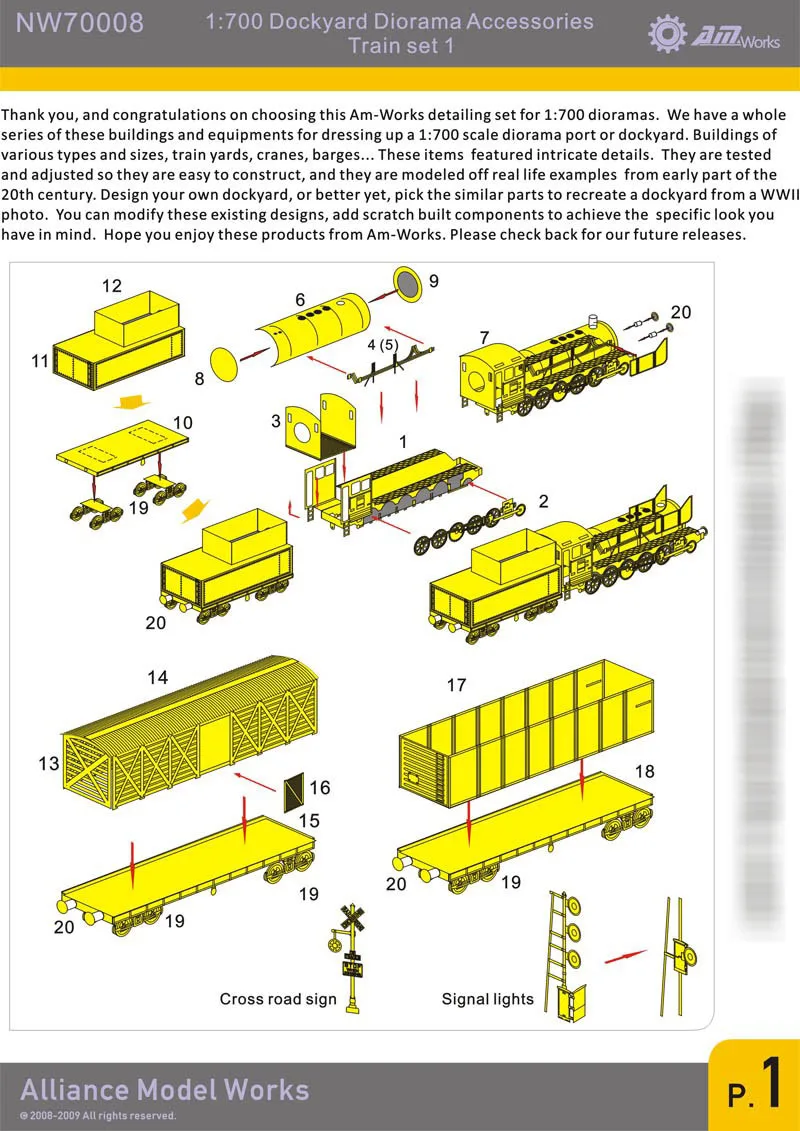 1/700 Dockyard Diorama Accessories - Train set 1  (Metal Model,Not Assembled)