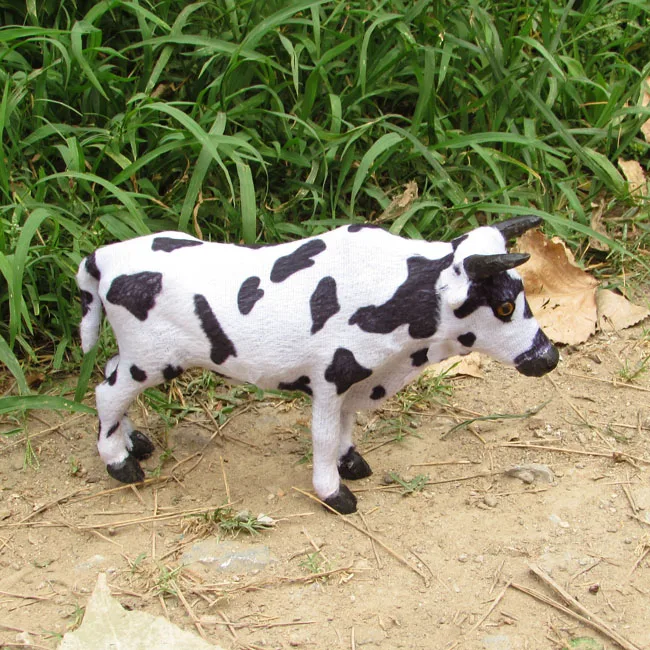 Simulation cow polyethylene&furs cowl model funny gift about 22cmx14cm