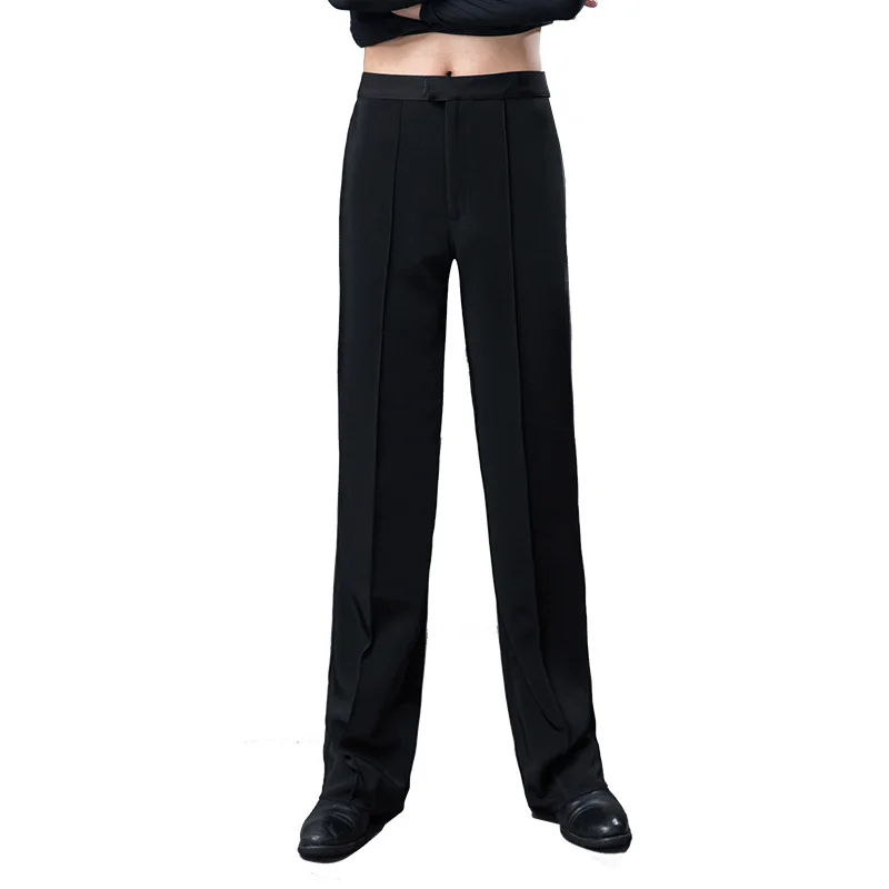 Pantalon de danse latine noir pour hommes, pantalon de Performance professionnel en salle de bal, Samba, Standard National, moderne, H695