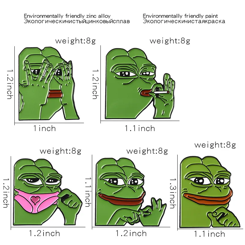 Broches en émail de dessin animé Pepe the Frog Meme, pyramide de tir, pensée à boire, 11 Styles, broche Animal, Badge, bijoux cadeau pour amis