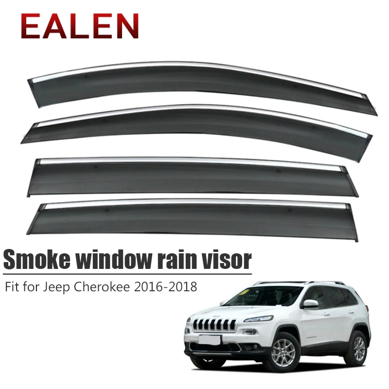 Ealen untuk JEEP Cherokee 2016 2017 2018 Styling ABS Ventilasi Matahari Deflektor Guard Aksesoris Mobil 4 Pcs/1 Set asap Jendela Hujan Visor