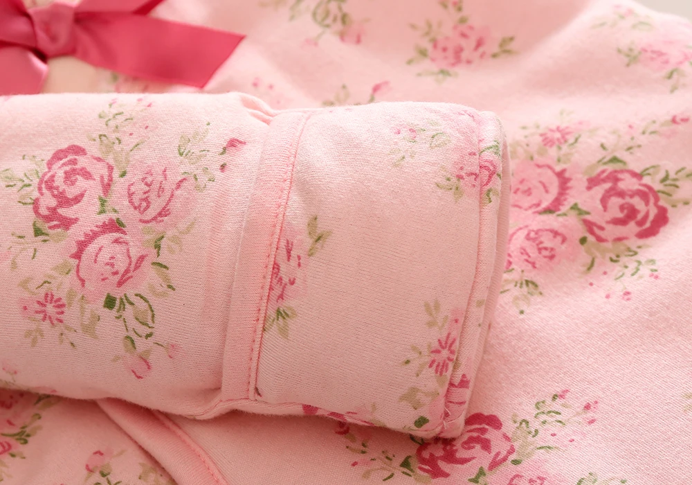 Winter Newborn Baby Girl Rompers Thicken Warm Cotton Jumpsuit Hooded Clothing Floral Princess Christmas Girls Onesie image 6