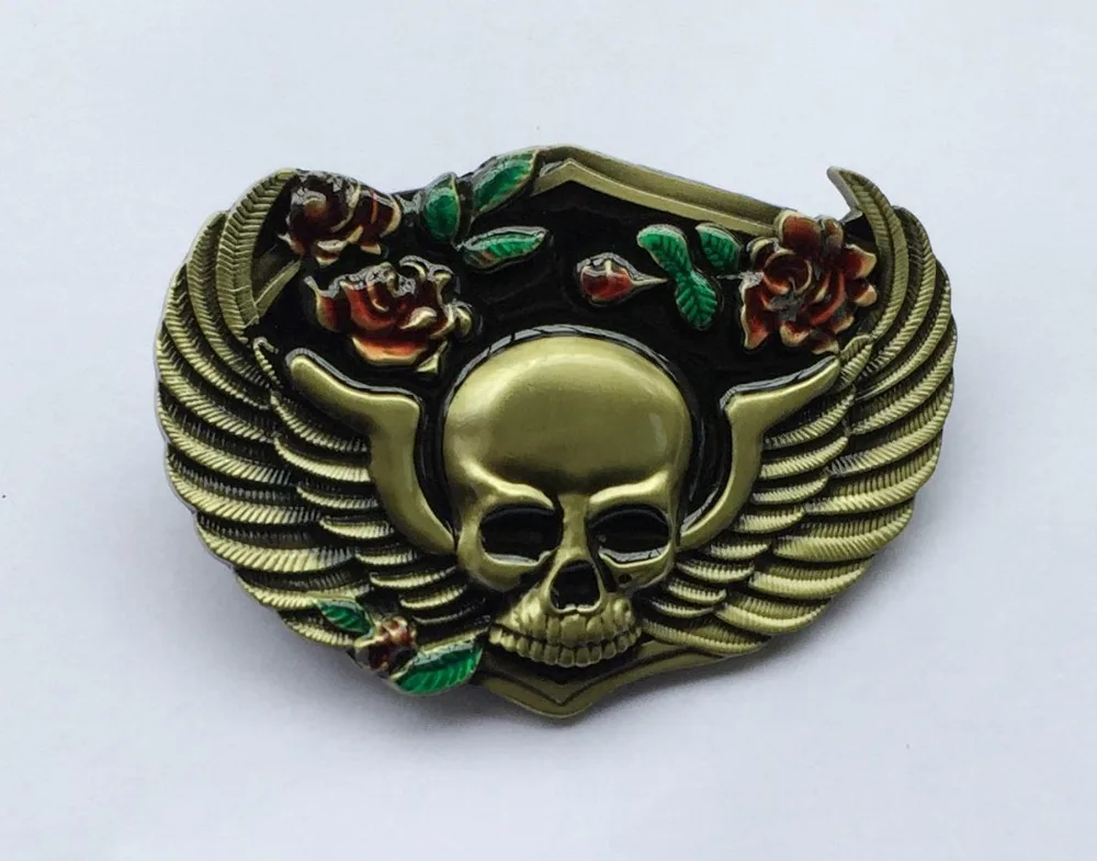 

Ремень с пряжкой в виде черепа и цветка, ремень с пряжкой, подходит для широкого ремня 4 см с непрерывным запасом