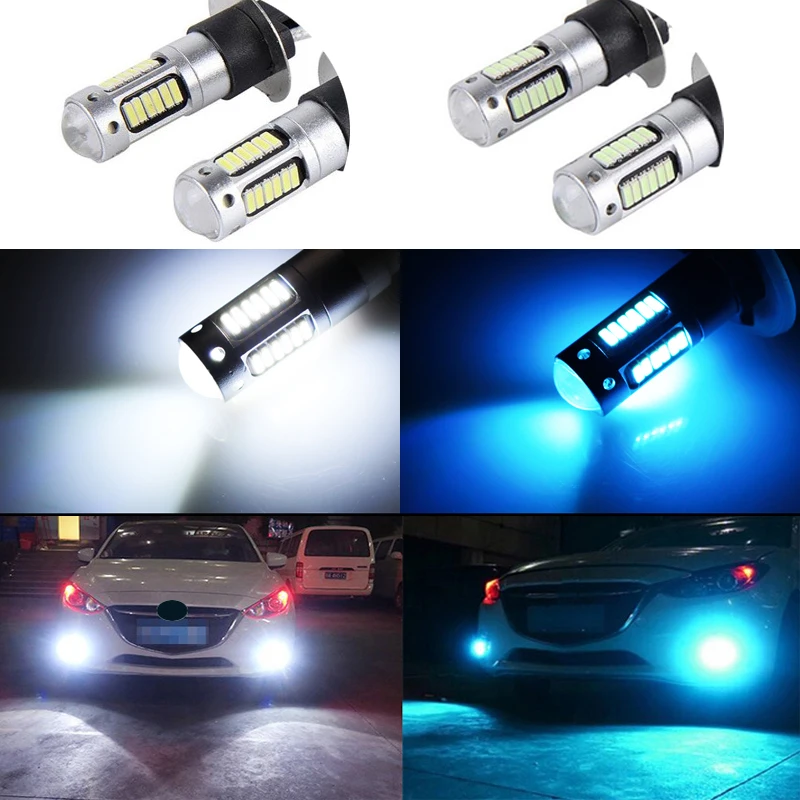 2X H1 Auto Led Mistlamp High Power Led Auto Lampen 4014 Drl Dagrijverlichting Externe Lights Dag Rijden Voertuig wit Ijsblauw