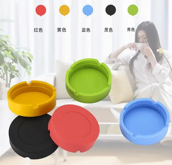 30pcs Silicone Ashtrays Noctilucent Soft Eco-Friendly Pocket Round Shatterproof Cigar Astray Rubber Silicone Ashtray