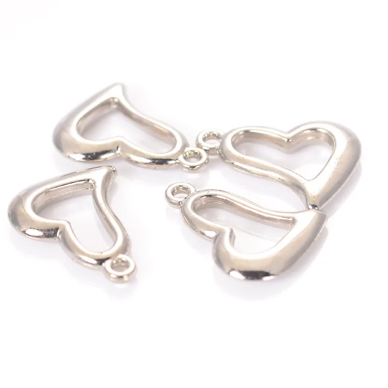 Misaol 17x22MM Silver Plated Acrylic Copper Cost Heart Charm Beads For Women Diy Bracelet Bangle Jewelry Making