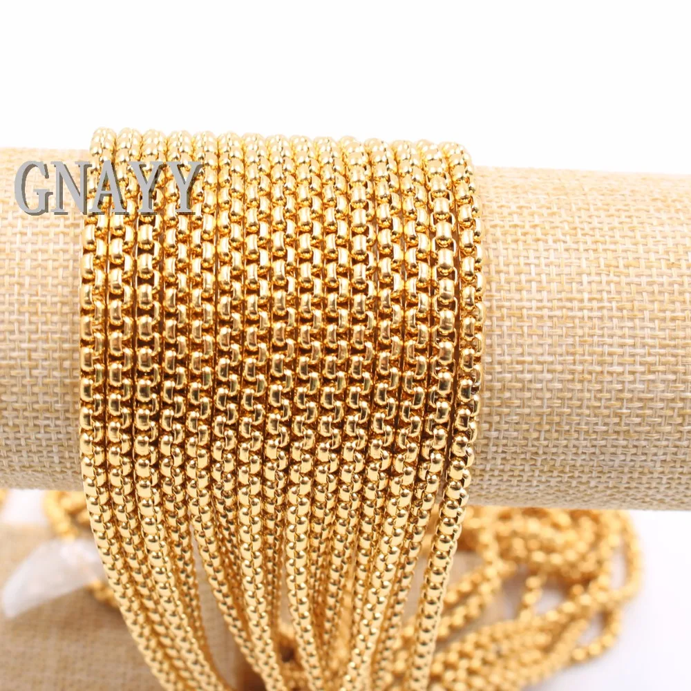 

GNAYY Lot 5meter 3mm Gold Stainless Steel Square Rolo Chain Fashion jewelry finding Marking Chain DIY