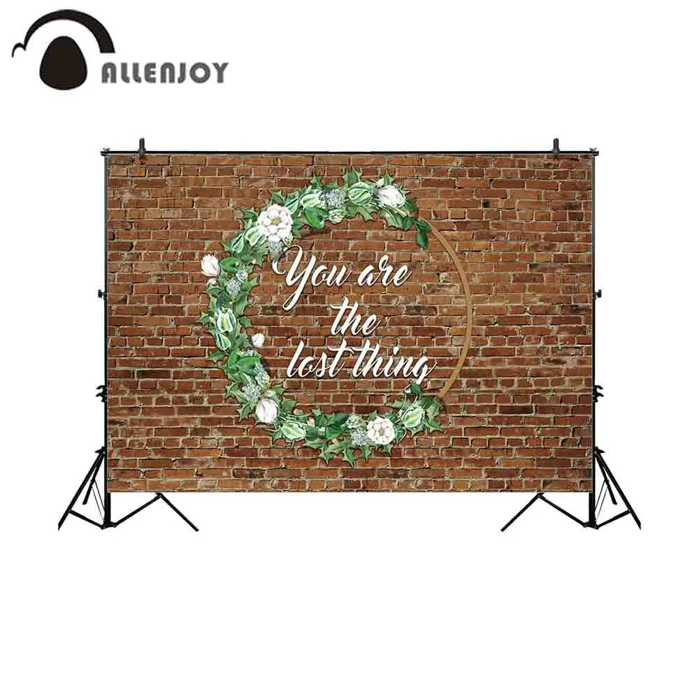 Allenjoy backgrounds for photography studio Vintage brick wall flowers plants you are the last thing backdrop wedding photocall