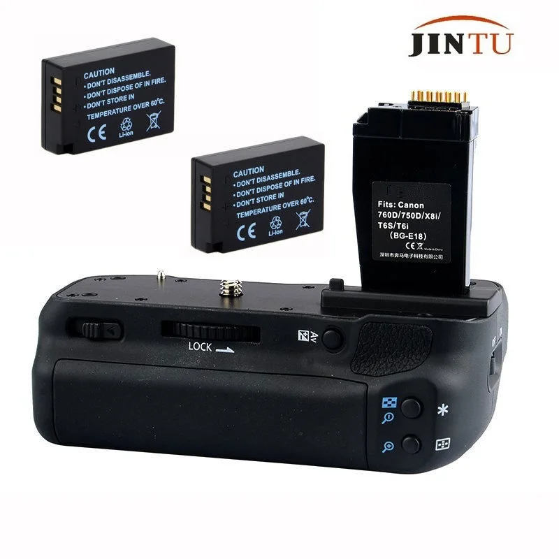 

JINTU Camera Battery Grip for Canon EOS 750D 760D +2x LPE17 Kit Rebel T6i T6s X8i 8000D DSLR Camera replacement BG-E18