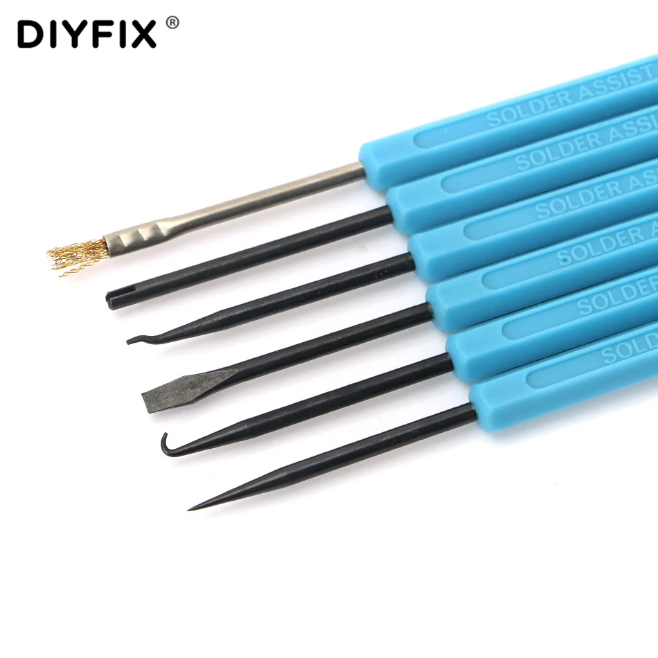 DIYFIX 6 in 1 Steel Solder Assist BGA PCB Repair Tool Set Precision Electronic Components Welding Grinding Cleaning Hand Tools