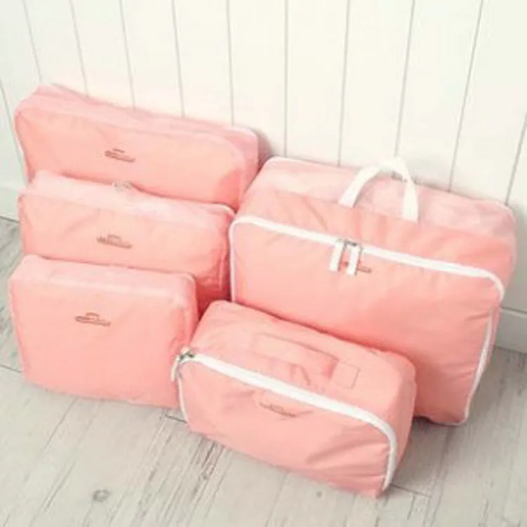 

Free Shipping 4 colors New Traveling Bag in Bag Mesh pouch Nylon Organizer Bags (5pcs/set) storage bag