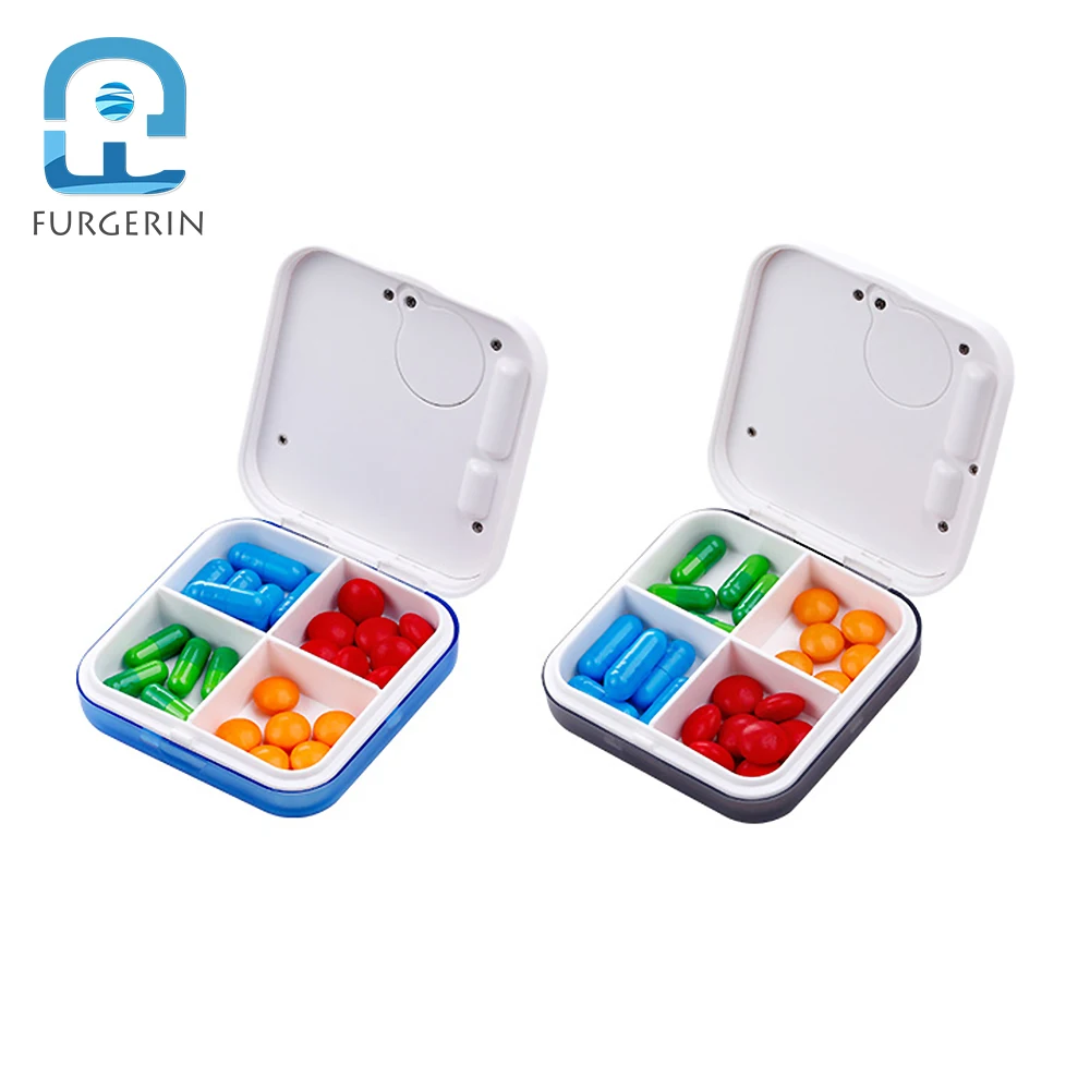 FURGERIN-Mini Medicine Box, Plastic Storage Boxes, Timed Reminder, Intelligent Timing, Drug Organizer, First Aid Kit