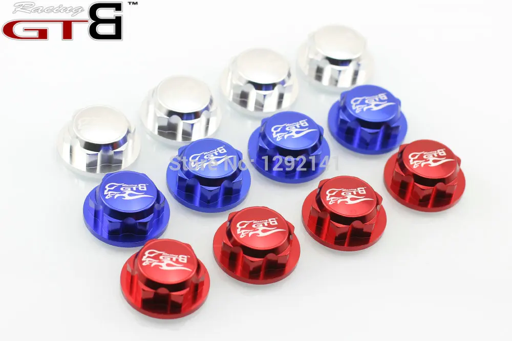 GTBracing LOSI 5ive - T / DBXL RC Car 1/5 Anti Dust Nut Aluminum Cover (Orange/Silver/Red )