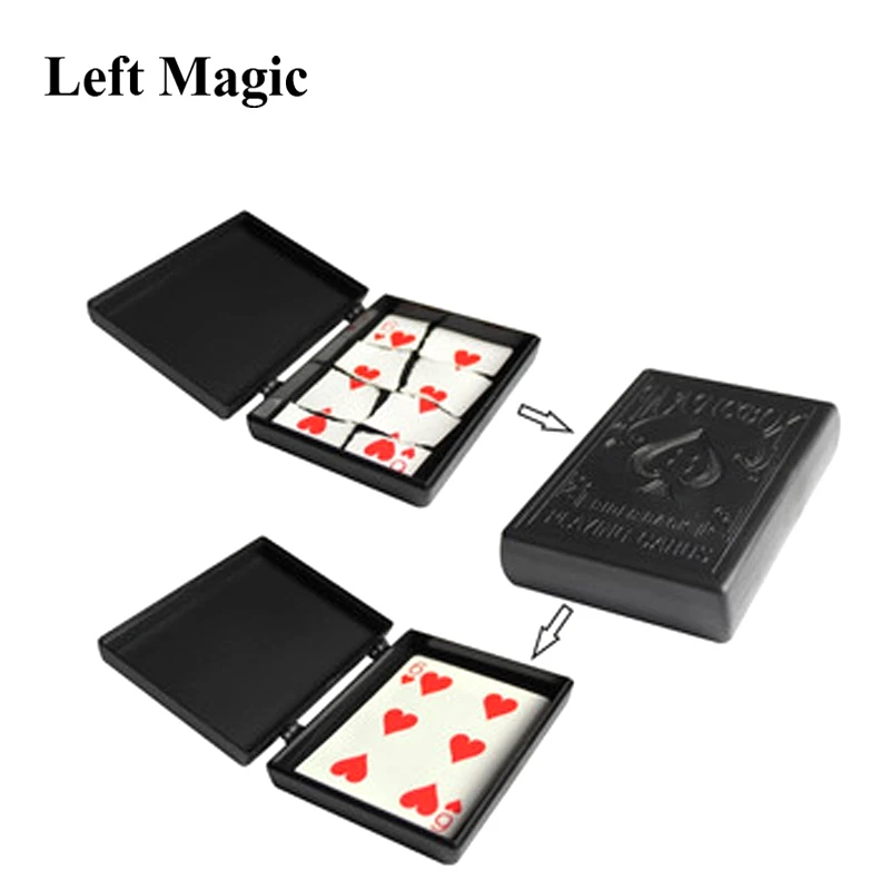 Surprise Restore Box Magic Tricks Black Plastic Box Broken Paper Card Case Close-Up Magic Tricks Props Toys For Children