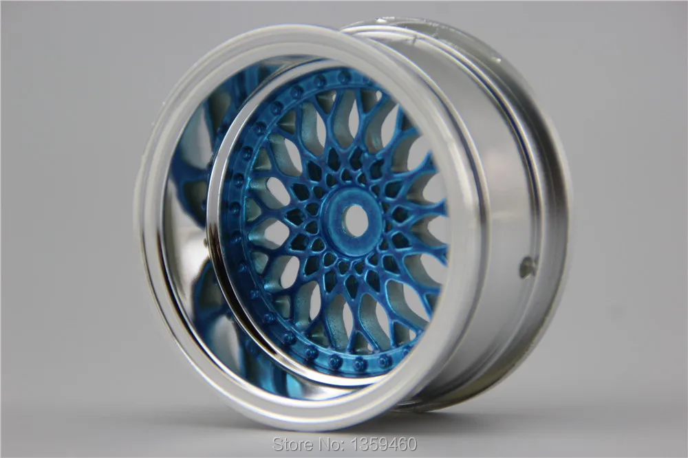 4pcs 1/10 Touring&Drift Nylon Wheel Rim Y12CB(Chrome+Painting Blue) 3/6/9mm offset for 1:10 Touring&Drift Car 1/10 Rim 10040