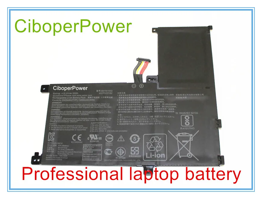 Original Battery for B41N1532 Laptop Battery 15.2V 50Wh 3200mAh Black 0B200-02010100M