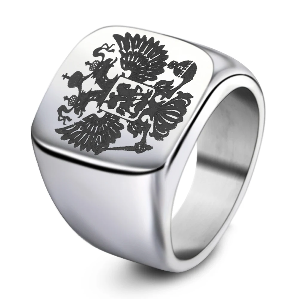 Steel Soldier Double Eagle Ring Men Ring Fashion Jewelry For Men a Coat Of Arms Of the Russian Signet Ring